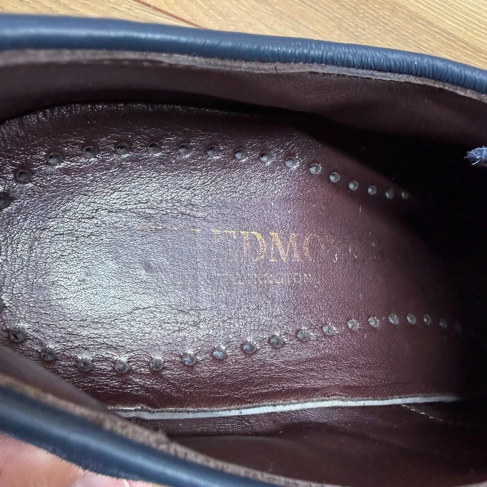 ALLEN EDMONDS Nomad Blue Suede Oxfords 8 D Feather Welt Business Casual